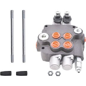 2 Spool Hydraulic Directional Double Acting Control Valve for Tractor Loader w/Joystick, 21GPM, SAE Ports, 3600 PSI
