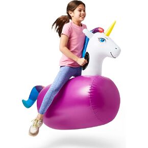 Hearthsong Hop N Go Inflatable Dino Riding Bouncy Hopping Toys for Kids Ages 5+ - Ride On Bouncer Animal Hopper Jumping Toys for Outdoor Games