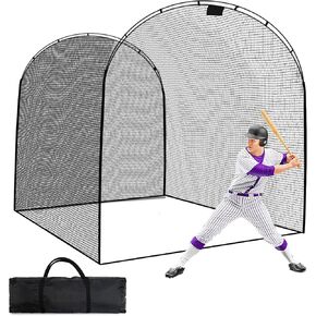 Baseball Batting Cage Net, Portable Batting Cages for Backyard, Multifunctional Baseball Nets for Batting, Heavy Duty Softball Batting Cages with Carry Bag, Pitching Machine Hole