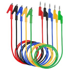 5pcs Test Leads 4mm Stackable Banana Plug to Crocodile Alligator Clips Flexible Cable Wire 3.3ft/1m for Multimeter Electrical Testing (Banana Plug to Alligator Clips)
