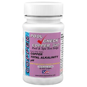 Industrial Test Systems 481348 Copper 3 in 1 Pool Check | Made in USA | 3 Parameter Pool Test Strips | Copper, pH, & Total Alkalinity | Easy Match Colors | Lowest Copper Detection Levels