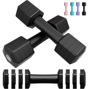 Adjustable Dumbbells Set, 4 in 1 Hand Weights Set for Women Men 10 LB Dumbbells Pair Each 2lbs 3lbs 4lbs 5lbs Weights Dumbbells Set with TPU Soft Rubber Handle for Home Gym Exercise Fitness