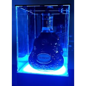Cognac XO Liquor, Beverage Bottle Display Case Acrylic with Blue LED UV Protection Wine 12x9x6 inch