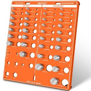 42 Nut and Bolt Thread Checker Standard and Metric,Bolt Size and Thread Gauge with 19 Standard & 15 Metric Bolt & 8 Drill Bit Gauge,Bolt and Nut Identifier Gauge