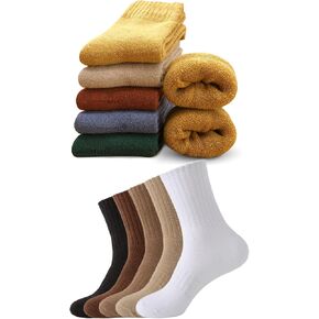 VoJoPi 5Pairs WarmThermal Socks + 5Pairs Wool Hiking Socks