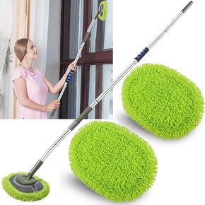 Wall Cleaner, Wall Cleaner Mop Green Mop for Walls Max 66’’ Wall Mop with Long Handle, Ceiling Dust Mop with 15°Labor-Saving Extension Pole, Green Wall Cleaner with Long Handle, Wall Washing Mop