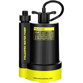 1/2HP Sump Pump Submersible, 2650 GPH High Flow Utility Water Pump, Efficiently Water Removal for Basement, Garden, Swimming Pool, Hot Tubs, Flooded House (RyobiGreen)