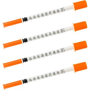 1ml Syringe with Cap 31G 1/4-inch 6mm Syringes, Pack of 100, Disposable 1cc 31 Gauge Individual Package