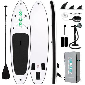 FunWater SUP Inflatable Stand Up Paddle Board 10'6×33"×6" Ultra-Light Inflatable Paddleboard with ISUP Accessories,Fins,Adjustable Paddle, Pump,Backpack, Leash