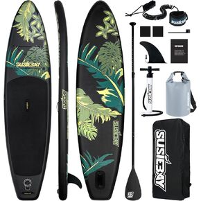 Inflatable Stand Up Paddle Board, 11ft Paddle Board for Adults & Youth, Durable SUP Accessories with Non-Slip Deck, Dual Hand Pump,10L Dry Bag,108L Backpack