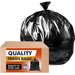 Tasker 45 Gallon Trash Bags, (Value-Pack 100 Bags w/Ties) Extra Large Black Garbage Bags - 39 Gallon - 40 Gallon - 42 Gallon - 44 Gallon - 45 Gallon Large Trash Bag Can Liners Capacity