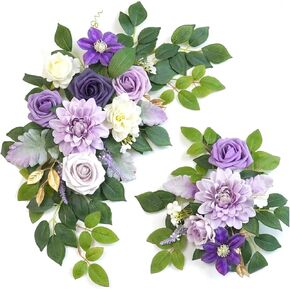 Artificial Flowers Decorations Wedding Arches for Ceremony Backdrop Decoration Faux Rose Wisteria Hanging Flowers Home Floral Decor Entryway Outdoor Decorations Purple