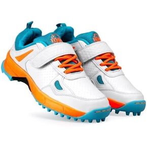 Victor Cricket Rubber Studs Shoes for Mens (CR-37-WhtF.Orange)