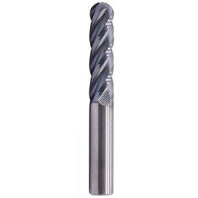 BestParts High Performance Ball Nose Solid Carbide End Mill - AlTiN Coated, 30 Degree Helix, 4 Flute, 1/2" Cutting Diameter, 1/2" Shank Diameter, 2" Length of Cut, 4" Overall Length