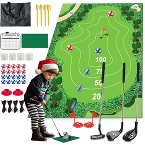 Golf Chipping Game Golf Hitting Mat, 37Pcs Velcro Golf Chipping Game Set, Indoor Outdoor Golf Game with Adjustable Golf Club, Adults Kids Backyard Party Practice Golf Balls for Golf Gifts