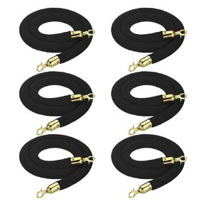 YOKIVE 6 Pcs Blue Velvet Stanchion Rope Crowd Control Barrier Rope, Manage The Crowd, Great for Hotels, Theaters, Ticket Offices (Golden, 4 Feet)
