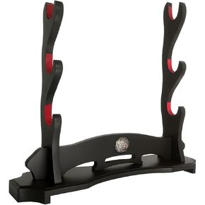3 Tier Katana Stand,Samurai Sword Holder,Black Sword Mountain,Large Size Sword Stand,Sword Display For Cosplay Blade Rack,Lightsaber Stand.