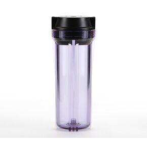 Hydronix HF2-10CLBK38, 10" Clear Housing with Black Flat Cap For RO & Filtration Systems, 3/8" Ports