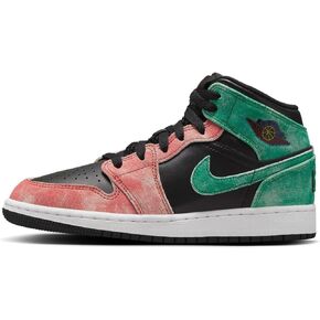 Jordan Big Kid's 1 Mid SE MJ's Playground Blk/Green-Dune Red (FQ1292 003)