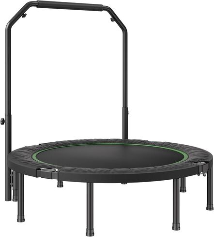VEVOR Foldable Mini Trampoline, 52 Inch Fitness Rebounder, Max Load 450lbs Exercise Trampoline, Stable & Quiet Trampoline with 4 Level Height Adjustable Foam Handle, for Adults Indoor/Garden Workout in Saudi Arabia