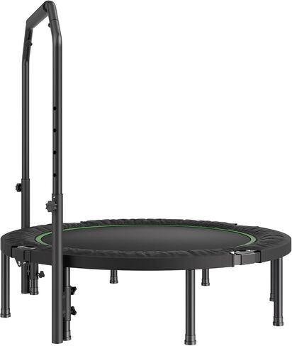 VEVOR Foldable Mini Trampoline, 52 Inch Fitness Rebounder, Max Load 450lbs Exercise Trampoline, Stable & Quiet Trampoline with 4 Level Height Adjustable Foam Handle, for Adults Indoor/Garden Workout in Saudi Arabia