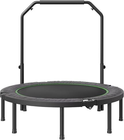 VEVOR Foldable Mini Trampoline, 52 Inch Fitness Rebounder, Max Load 450lbs Exercise Trampoline, Stable & Quiet Trampoline with 4 Level Height Adjustable Foam Handle, for Adults Indoor/Garden Workout in Saudi Arabia