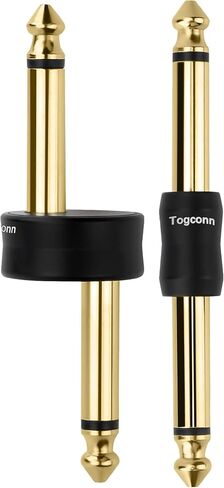 Gold-Plated Guitar Pedal Effects Patch Connector Coupler 2 Pack，6.35mm to 6.35mm Adapter, Angle 1/4 Quarter Inch TS Mono Male to Male Jack Plug, Audio Converter Premium Quality Series in Kuwait