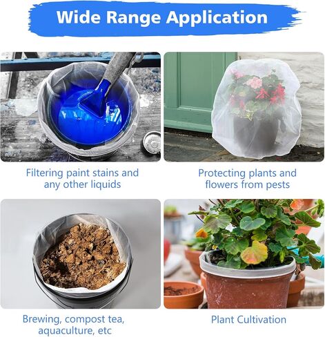 Paint Strainer Bags, 12 Pieces 2 Gallon White Fine Mesh Filter Bag, Bucket Elastic Opening Strainer Bags Hydroponic Paint Filter Bag for Paint Gardening in Saudi Arabia