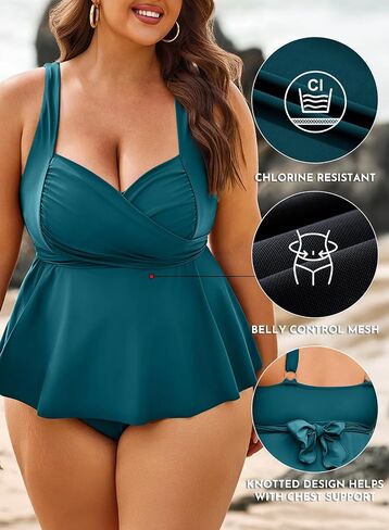 Aleumdr Plus Size Tankini Swimsuits for Womens Bathing Suit Tankini Tops with High Waisted Shorts Swimwear in Saudi Arabia
