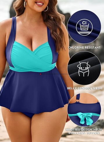 Aleumdr Plus Size Tankini Swimsuits for Womens Bathing Suit Tankini Tops with High Waisted Shorts Swimwear in Saudi Arabia