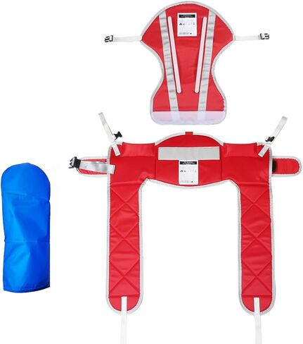 Hoyer Lift Sling with Thick Pads for Patient Lift,Shower,Toilet - Includes Waist Belt with Buckle - Head Support Option Available (Red, Large,with Head Support,with 1pc Slide Glove) in Kuwait
