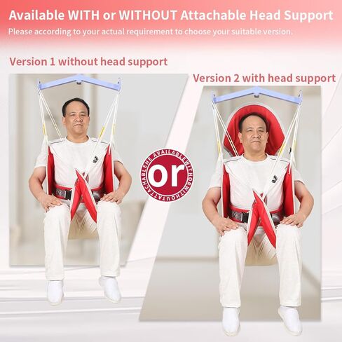 Hoyer Lift Sling with Thick Pads for Patient Lift,Shower,Toilet - Includes Waist Belt with Buckle - Head Support Option Available (Red, Large,with Head Support,with 1pc Slide Glove) in Kuwait