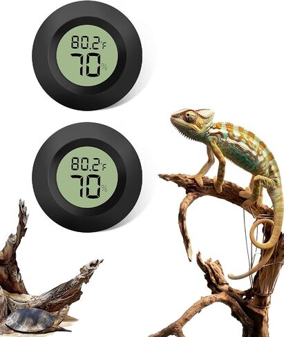 Lizard Tank Thermometer and Humidity Black 2 Pack, Aggforbl LCD Digital Thermometer Hygrometer for Reptile Tank, Ball Python Tank Bearded Dragon Accessories for Habitat in Saudi Arabia