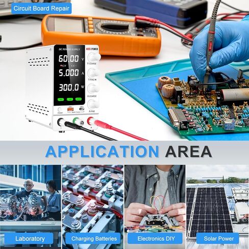 NICE-POWER DC مزود طاقة متغير 30V 5A، مصدر طاقة DC منظم قابل للتعديل مع جهاز تشفير ومفتاح إخراج وOCP/OVP، مزود طاقة مختبر Benchtop مع USB-A وشحن سريع من النوع C (أبيض) in Kuwait