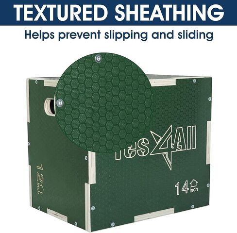 Yes4All 3 في 1 صندوق Plyo خشبي غير قابل للانزلاق، صندوق Plyometric للمنزل وصالة الألعاب الرياضية والتمارين الخارجية 24 بوصة 20 بوصة 16 بوصة - أخضر in Kuwait