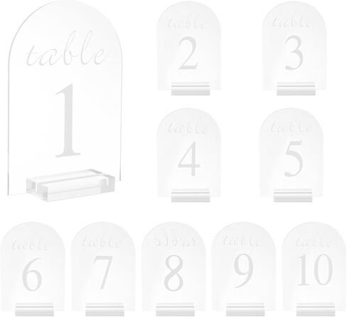 uxcell 10pcs Matte White Arch Acrylic Sign with Stand, 5 x 7 Inch Acrylic Arch Table Number Holders for Wedding Party Table Centerpiece Decoration (Number 1-10) in Saudi Arabia