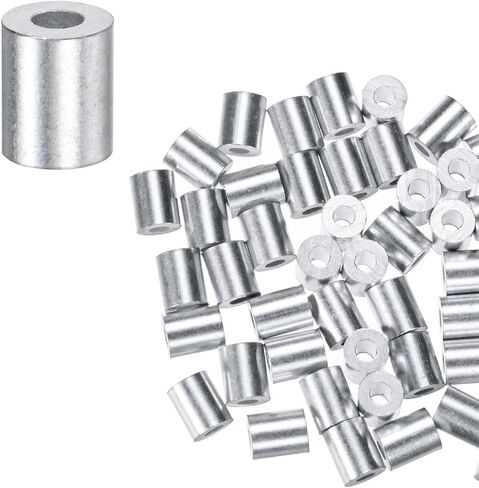 50-Pack Aluminum Crimping Loop Sleeves, 1.2mm 3/64" Round Barrel Wire Rope Sleeves Cable Ferrule for Wire Rope/Cables Crimping Loop Sleeve in Saudi Arabia