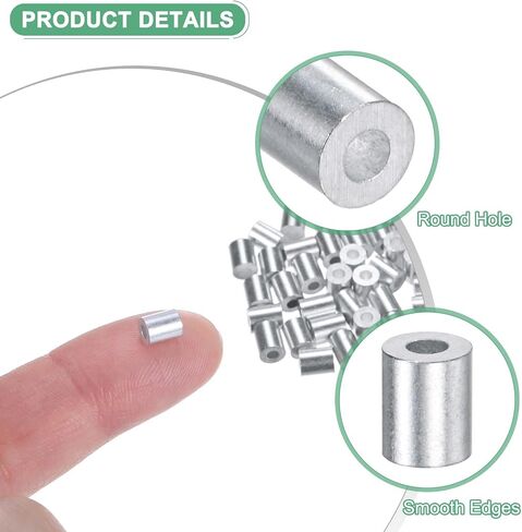 50-Pack Aluminum Crimping Loop Sleeves, 1.2mm 3/64" Round Barrel Wire Rope Sleeves Cable Ferrule for Wire Rope/Cables Crimping Loop Sleeve in Saudi Arabia