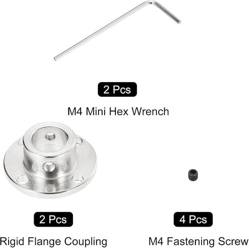 MECCANIXITY 2 Pcs 12mm Flange Coupling Connector Rigid Guide Model Coupler Accessory Shaft Axis Fittings with Mini Hex Wrench and Fastening Screw for DIY RC Model Motors,Silver in Saudi Arabia