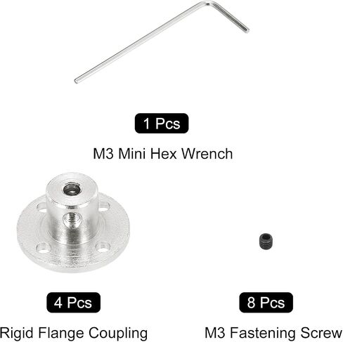 MECCANIXITY 2 Pcs 12mm Flange Coupling Connector Rigid Guide Model Coupler Accessory Shaft Axis Fittings with Mini Hex Wrench and Fastening Screw for DIY RC Model Motors,Silver in Saudi Arabia