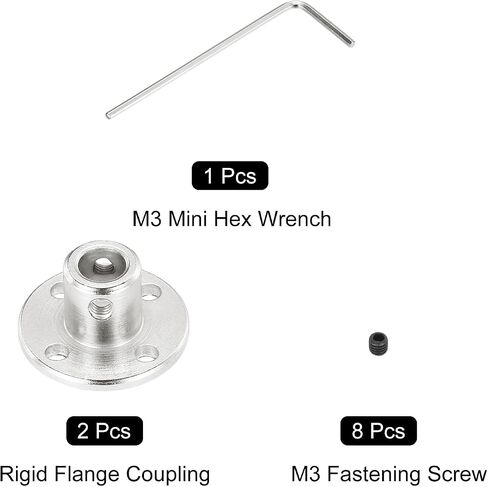 MECCANIXITY 2 Pcs 12mm Flange Coupling Connector Rigid Guide Model Coupler Accessory Shaft Axis Fittings with Mini Hex Wrench and Fastening Screw for DIY RC Model Motors,Silver in Saudi Arabia