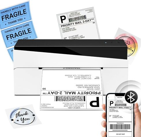 Bluetooth Thermal Label Printer 4x6, 249BT Shipping Label Printer for Small Business, 4x6 Thermal Shipping Label Printer for Shipping Packages, Compatible with USPS, Shopify, Amazon in Kuwait