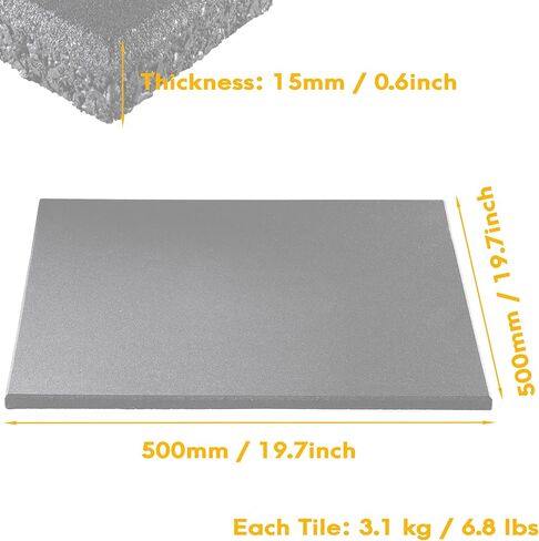 CyclingDeal 5/8" Thick High-Density Gym Floor Mats Tiles - 6 Pack 19.7"x19.7" Rubber Exercise Workout Equipment Ground Shock Absorbing Mat for Home Gym Garage in Saudi Arabia