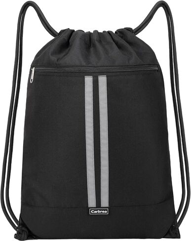 Drawstring Backpack - Drawstring Bags with Front Pocket Foldable String Backpack Sackpack for Gym Sport Excursions - Black in Kuwait