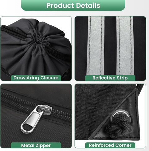 Drawstring Backpack - Drawstring Bags with Front Pocket Foldable String Backpack Sackpack for Gym Sport Excursions - Black in Kuwait