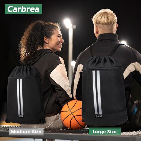 Drawstring Backpack - Drawstring Bags with Front Pocket Foldable String Backpack Sackpack for Gym Sport Excursions - Black in Kuwait
