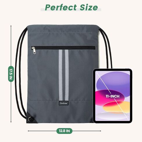 Drawstring Backpack - Drawstring Bags with Front Pocket Foldable String Backpack Sackpack for Gym Sport Excursions - Black in Kuwait
