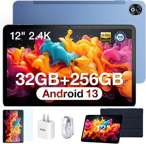 DOOGEE 12 Inch Tablets Android 14, T20 Ultra 2.4K Android Tablet with 32GB RAM 256GB ROM, Helio G99 8-Core Processor, 10800mAh Battery,4 Speakers, 4G Dual Sim Cellular Tablets with Widevine L1, Gray in Saudi Arabia