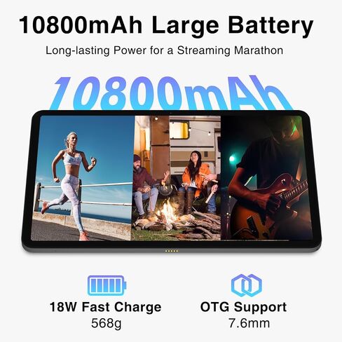 DOOGEE 12 Inch Tablets Android 14, T20 Ultra 2.4K Android Tablet with 32GB RAM 256GB ROM, Helio G99 8-Core Processor, 10800mAh Battery,4 Speakers, 4G Dual Sim Cellular Tablets with Widevine L1, Gray in Saudi Arabia