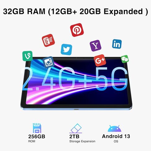 DOOGEE 12 Inch Tablets Android 14, T20 Ultra 2.4K Android Tablet with 32GB RAM 256GB ROM, Helio G99 8-Core Processor, 10800mAh Battery,4 Speakers, 4G Dual Sim Cellular Tablets with Widevine L1, Gray in Saudi Arabia
